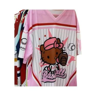 Imagem de Camiseta Hello Kitty Com Decote Em V Para Mulheres E Homens, Leve, Res