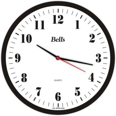 Imagem de Relogio de Parede Redondo Numeros Preto 25,8CM - BELLS