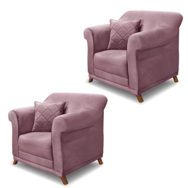 Imagem de Kit 2 Poltronas Decorativas C/2 Almofadas Veludo Uva