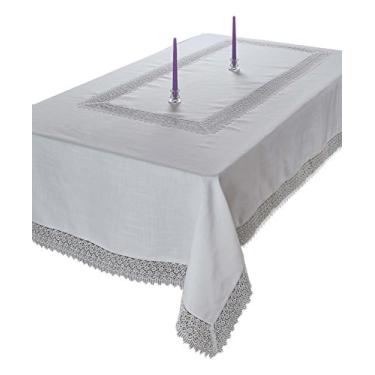 Imagem de Treasure Macramê Lace - Linen Look - Toalha de mesa branca 177,8 cm x 335,3 cm Oblonga/Retangular