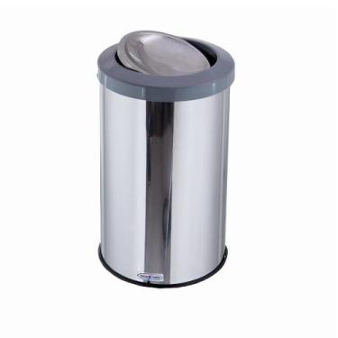 Imagem de Lixeira Inox Basculante 20 Litros Tampa Flip Top Com Cor - CCM, Cinza