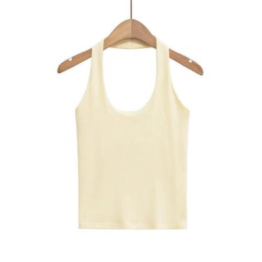 Imagem de Top Curto Casual De Verão Para Mulheres Com Decote Halter E Sem Mangas