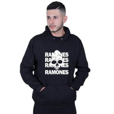 Imagem de Moletom Unissex Canguru Ramones Caveira World Rock - Lafre, Preto, G
