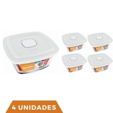 Imagem de 4 Potes Vidro Facilita Vap Quadrado Com Tampa 2L Marinex - NADIR FIGUE