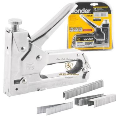 Imagem de Grampeador pinador tapeceiro madeira estofados profissional vonder plu