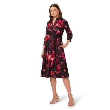 Imagem de Adrianna Papell Vestido feminino tafetá estampado, Preto Multi, 52