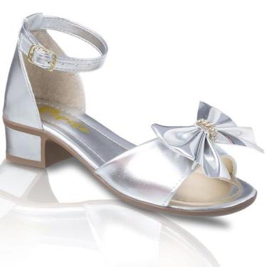 Imagem de Sandália Infantil Feminina Salto Baixo Social Estilosa - Pepite, Prata