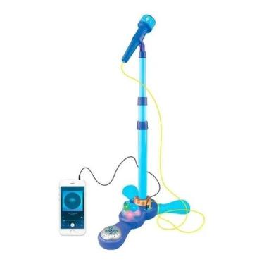 Imagem de Brinquedo Microfone Infantil Pedestal Com Luzes Azul - Importway