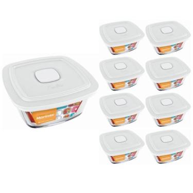 Imagem de Pote Vidro Marinex Quadrado Facilita Vap Com Tampa 1L 8Un - NADIR FIGU