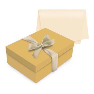 Imagem de Kit Caixa Para Presentes Amarelo Laço Papel de Seda Tamanho M 35x25x11