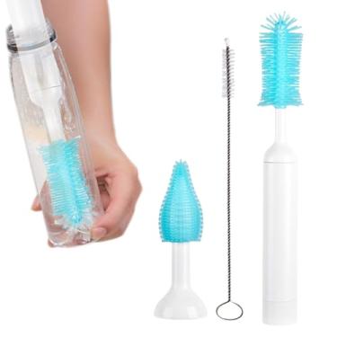 Imagem de Rrlihjgu Escovão Elétrico Para Garrafas | Kit de Viagem para Limpeza de Garrafas com Escova Elétrica - Kit Ferramentas Substituíveis Para Limpeza De Copos Vidro Casa Cozinha Viagem Mães Mulheres