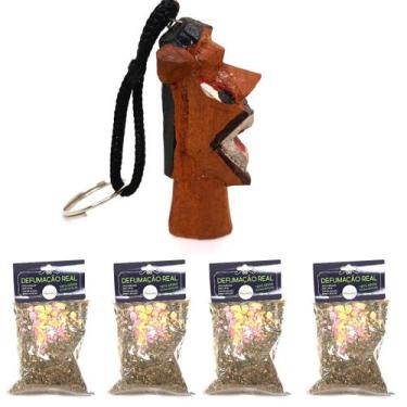 Imagem de Defumação Espiritual Limpeza Descarrego Defumador Chaveiro Carranca Pr