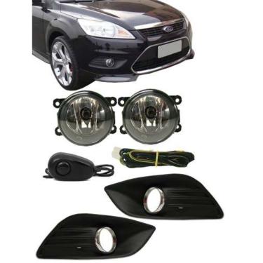 Imagem de Kit Farol De Milha Neblina Ford Focus - 2009 / 2010 / 2011 / 2012 / 2013 - Interruptor Alternativo + Molduras Aro Cromo