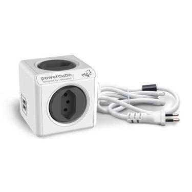 Imagem de Powercube Extended Pwc-x4u/3m Elg Cinza 4 Tomadas + 2 Usb Com Cabo 3m