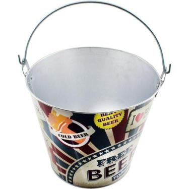 Imagem de Kit 2 Baldes De Gelo Para Cerveja Estampado Em Metal Galvanizado 4,8 L