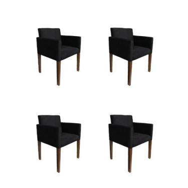 Imagem de Kit 4 Poltronas Nina Estilo Retrô Ideal Para Sala De Estar - Preto - C