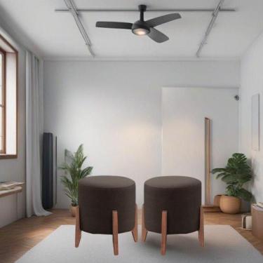 Imagem de Kit 2 Puff Decorativo Para Sala Redondo Luxo Dallas Veludo Marrom - Bl