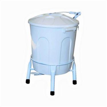 Imagem de Lixeira Plástica Com Suporte Pedal Em Aço Branca 10L - SANTA EDWIRGES