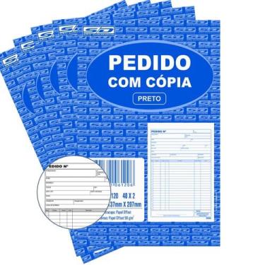 Imagem de Kit Talão Bloco para Pedido com Cópia 14x21 Médio 5 Blocos Comercial S