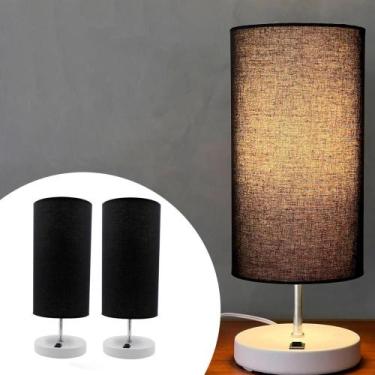 Imagem de Kit 2 Abajur De Mesa Clássico Redondo Com Interruptor Com Cúpula Para 