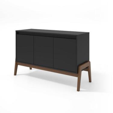 Imagem de Buffet Gales 3 portas - Casa Régia, Nogueira/preto Fosco V2