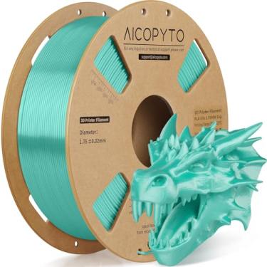 Imagem de AICOPYTO Filamento PLA de seda 1,75 mm, filamento de impressora 3D verde seda PLA carretel de 1 kg (1 kg) probabilidade de precisão dimensional +/- 0,02 mm serve para a maioria das impressoras 3D FDM