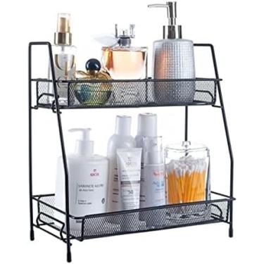 Imagem de Organizador Banheiro 2 Andares Prime – Prateleira em Metal Preto para Cosméticos, Cozinha, Vasos e Utensílios – Compacto e Resistente