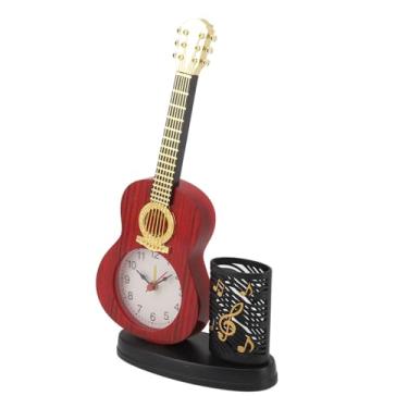 Imagem de YOUTHINK Relógio de Guitarra, Porta -canetas Multifuncionais, Apontador de Lápis para Mesa, Despertador de Instrumento Musical de Estilo Vintage, Relógio de Guitarra para Estudantes e