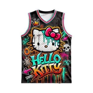Imagem de Camiseta Casual Feminina Kawaii Hello Kitty Com Decote Redondo Para Co