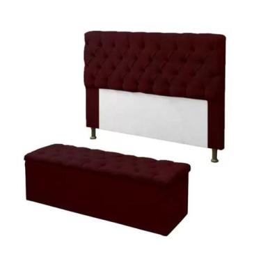Imagem de Kit Cabeceira e Calçadeira Baú Mirage Queen 160cm Renascer Decor, Bord