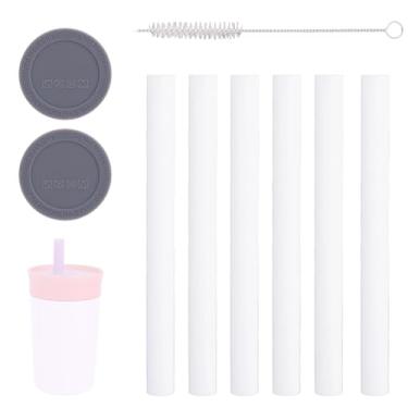 Imagem de Fukaisu 9un Kit de Canudos Reposição, Plástico Canudos Copos Térmicos com Escova de Limpeza & Bases Silicone Reutilizável Acessórios para Garrafas Água para Garrafa Água Infantil Owala 12oz & 15oz