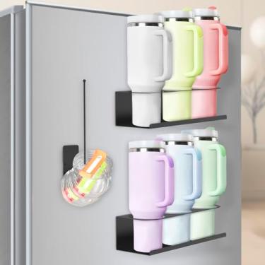 Imagem de Organizador magnético de garrafa de água com 2 peças para copo Stanley de 40 e 850 g, suporte organizador de garrafa de água com organizador de tampa, rack de armazenamento de copos de cozinha para