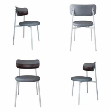 Imagem de Conjunto 4 Cadeiras de Jantar Kyta Tecido Mesclado Est.Branca - Metali