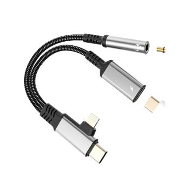Imagem de Adaptador Lightning USB C para conector de áudio de fone de ouvido de 3,5 mm (2 em 1) para iPhone 16, 15, 14, 13 Pro Max, cabo divisor auxiliar para carregador Apple Dongle compatível com Samsung para
