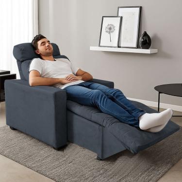 Imagem de Poltrona Cadeira Do Papai E Mamãe Reclinável Retrátil Para Sala De Descanso Madri Grafite