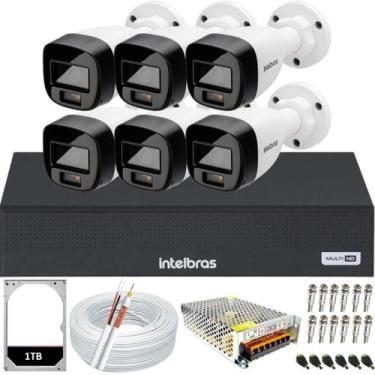 Imagem de Kit 6 Câmeras Intelbras Cftv 1080p Full Color HD 1TB colorido dia e no