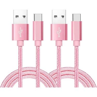 Imagem de BLUELEC Cabo tipo C de 90 graus (USB 2.0), 2 peças, cabo de carregamento e sincronização USB tipo C trançado de nylon trançado de 3 m, compatível com Samsung Galaxy S9 S8, Note 8, LG G6 G5 V20, Google