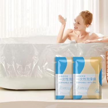 Imagem de Pacote com 10 capas de forro de banheira descartáveis, saco plástico para casa, hotel, spa e viagens (embrulhado individualmente)