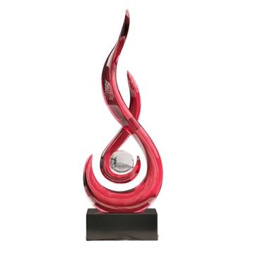 Imagem de XGZY Escultura de chama vermelha: decoração de arte em forma de chama de resina, adequada para casa, rack de vinho, escritório, estante de livros