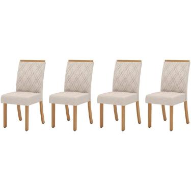 Imagem de Kit 4 Cadeiras Sala Jantar Vita 4 Un Nature/Suede Light Linho - Henn