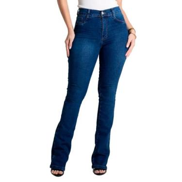 Imagem de Calça Jeans Feminina Sawary Boot Cut Azul Escuro, Azul escuro, 46