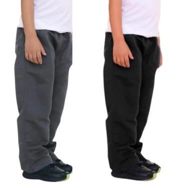 Imagem de Kit 2 Calças Tactel Infantil E Juvenil Lisa Uniforme Menino - Repeliqu