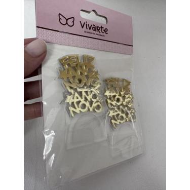Imagem de Porta Guardanapo Feliz Ano Novo Acrílico Dourado 4 Uni Vivarte - Inspi