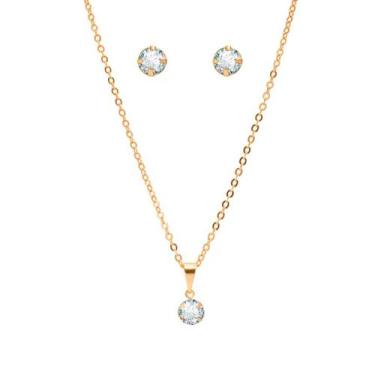 Imagem de Colar E Brinco Ponto De Luz Dia Das Mães Folheado A Ouro 18k - Milena 