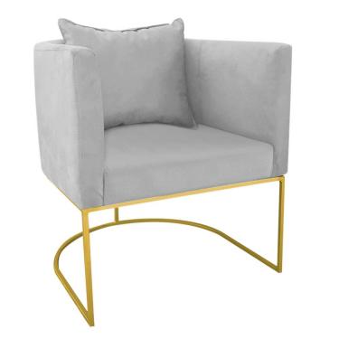 Imagem de Poltrona Paola Suede Base Metálica Dourado D'rossi Cor Cinza