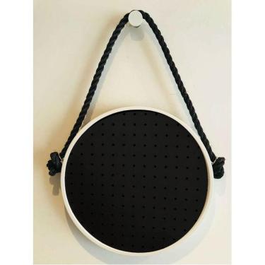 Imagem de Pegboard Adnet  Branco Couro Preto Fundo Preto  40 cm Redondo
