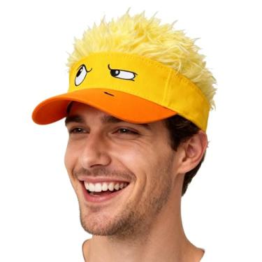 Imagem de Lindo chapéu de praia com pala de sol de pato de desenho animado, peruca de cabelo curto, faixa de cabeça ajustável, boné de beisebol de golfe, olhos grandes, engraçado, Natal, Halloween, cosplay