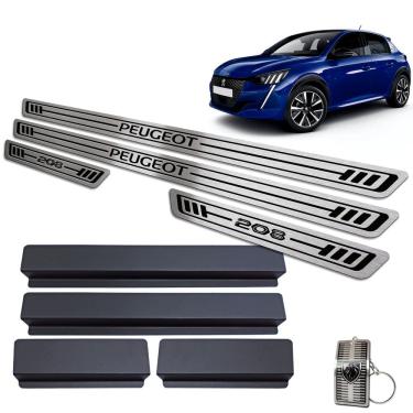 Imagem de Soleira Aço Inox Peugeot 208 2021 Preto Baixo Relevo