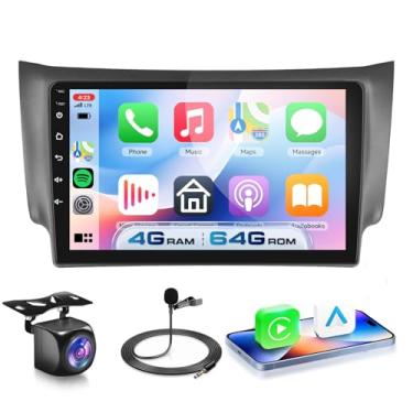 Imagem de 4G + 64G Android 15 estéreo para carro para Nissan Sentra 2013-2017 com Carplay sem fio Android Auto, 10,1 polegadas 1280 * 720 tela sensível ao toque GPS/WiFi/Bluetooth 5.0/FM/32EQ/SWC/câmera reserva