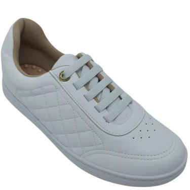 Imagem de Tênis Modare Feminino Casual com Detalhe Quadriculado, Branco, 36